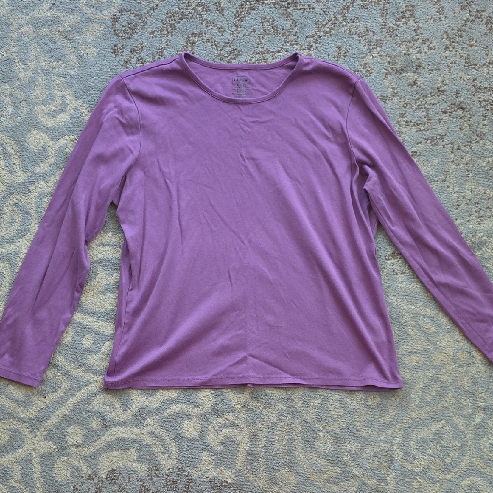 L.L. Bean Long Sleeve Supima Cotton Crewneck Top Purple XL